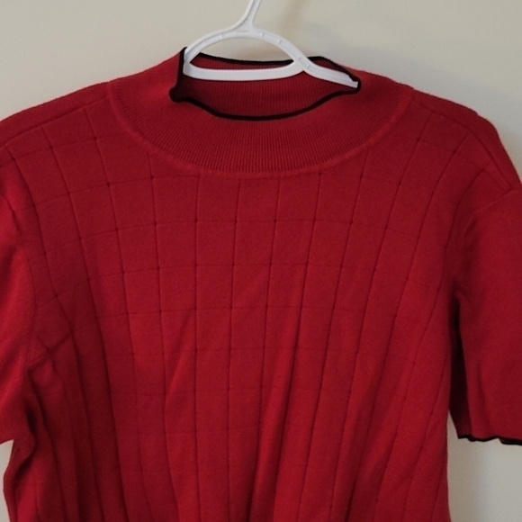 3/$30 EMMA JAMES Short Sleeve Mock Turtleneck Check Academia Sweater 1X - Picture 2 of 10